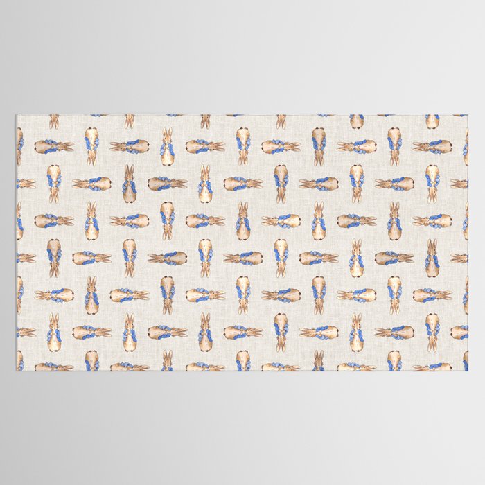 Peter the rabbit beige linen textured background Tablecloth Gallery Image 2