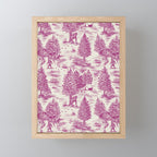 Magenta Bigfoot / Sasquatch Toile de Jouy Mini Art Print Gallery Image 1