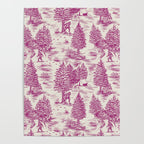 Magenta Bigfoot / Sasquatch Toile de Jouy Poster Gallery Image 4