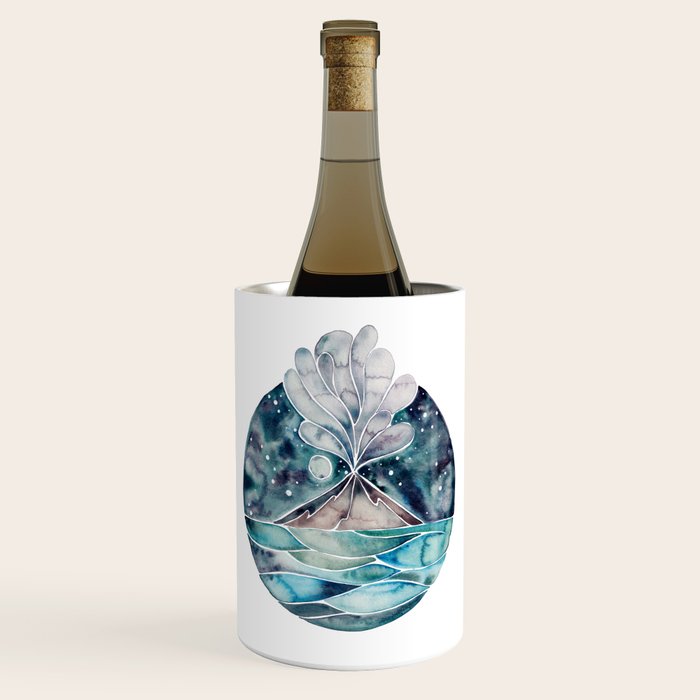 Stromboli Volcano at Midnight - Blue Palette Wine Chiller Gallery Image 1