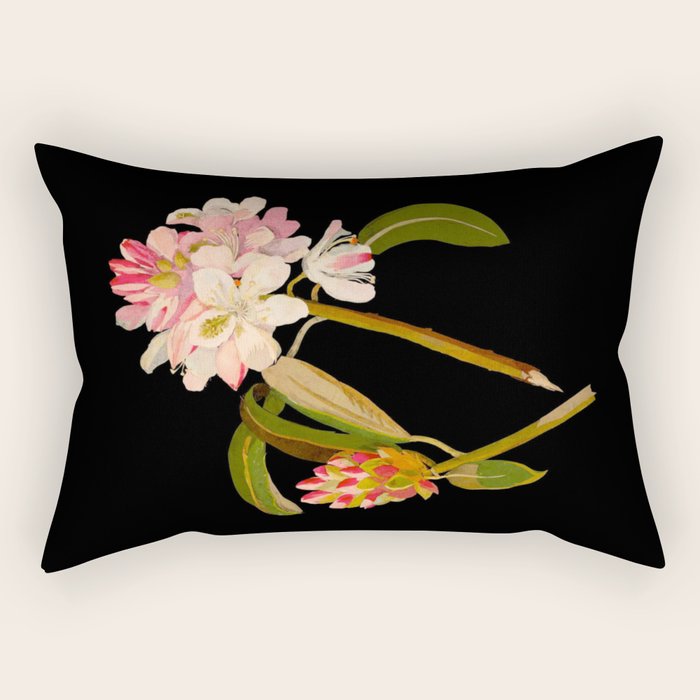 Rhododendron Maximum  by Mary Delany Paper Collage Floral Flower Botanical Paper Mosaic Vintage Scientific Plant Anatomy Rectangular Pillow Gallery Image 1