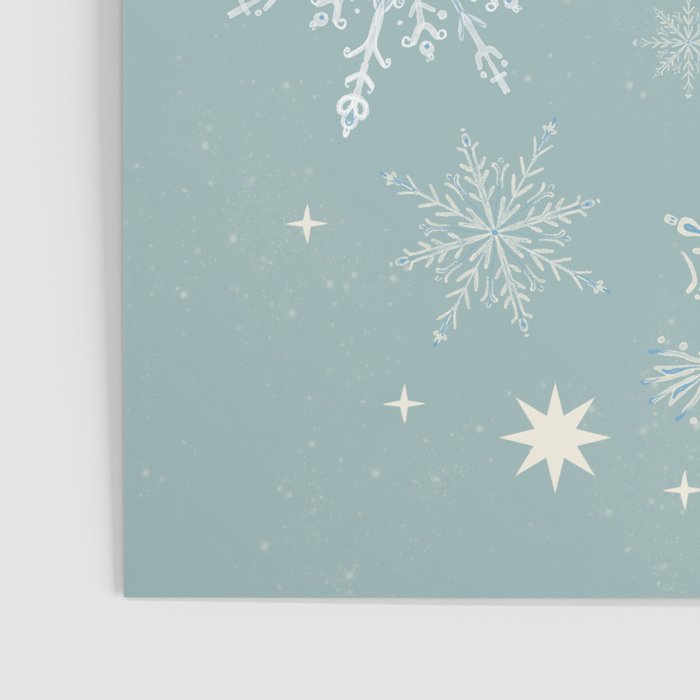 Elegant Winter Snowflake Pattern on Mint Green Background Poster Gallery Image 3