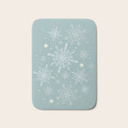 Elegant Winter Snowflake Pattern on Mint Green Background Bath Mat Gallery Image 1