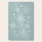 Elegant Winter Snowflake Pattern on Mint Green Background Cutting Board Gallery Image 1
