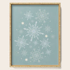 Elegant Winter Snowflake Pattern on Mint Green Background Serving Tray Gallery Image 1