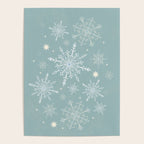 Elegant Winter Snowflake Pattern on Mint Green Background Poster Gallery Image 4