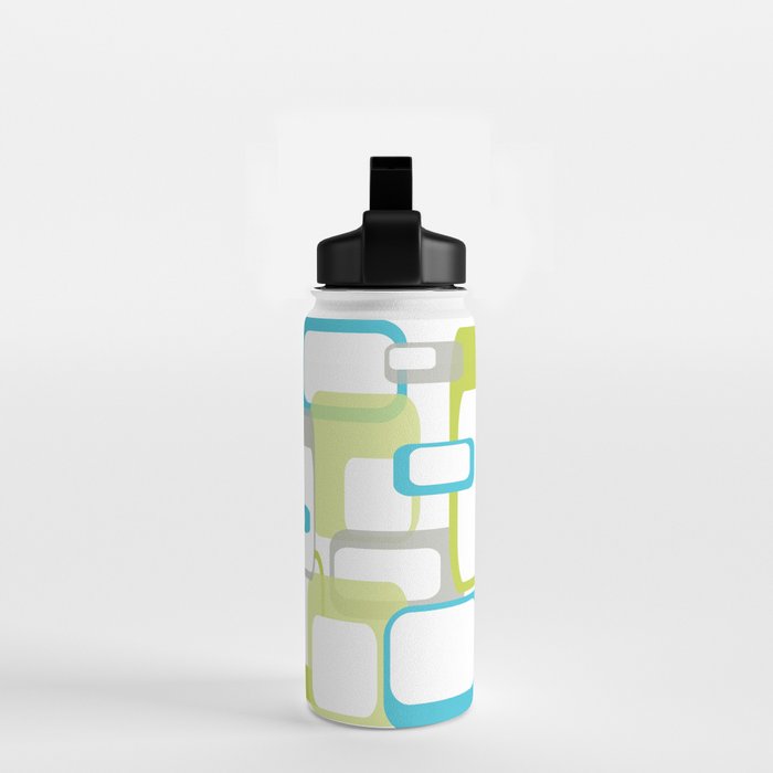 Mid-Century Modern Rectangle Design Blue Green and Gray Water Bottle Gallery Image 2
