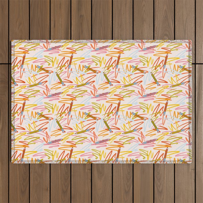 Pencil Print Outdoor Rug Gallery Image 1