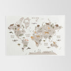 Kids World Map with Animals in White Rug Gallery Image 2