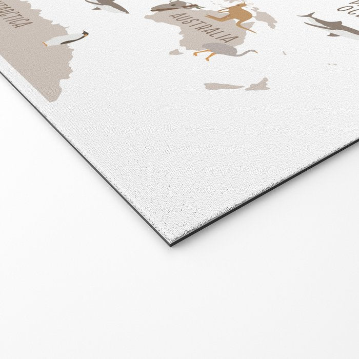 Kids World Map with Animals in White Welcome Mat Gallery Image 2