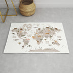 Kids World Map with Animals in White Rug Gallery Image 1