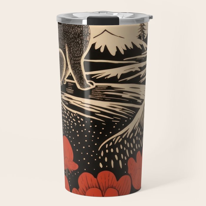 Red Tulip Moon Rise Bunny Travel Mug Gallery Image 1