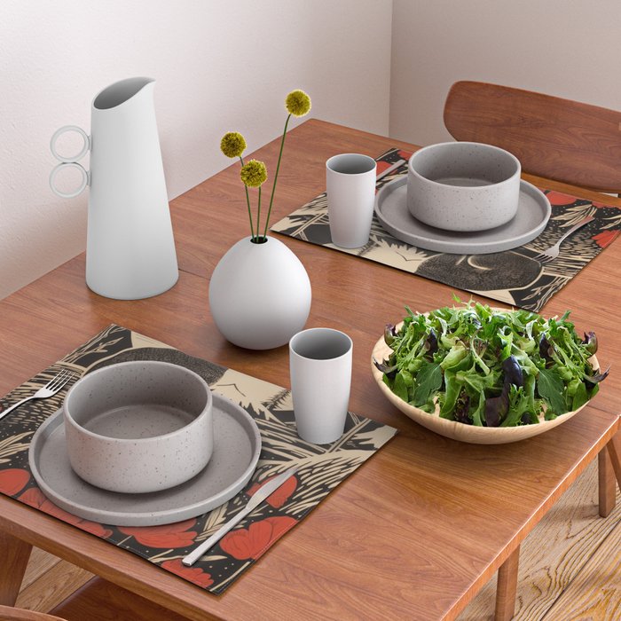 Red Tulip Moon Rise Bunny Placemat Gallery Image 2