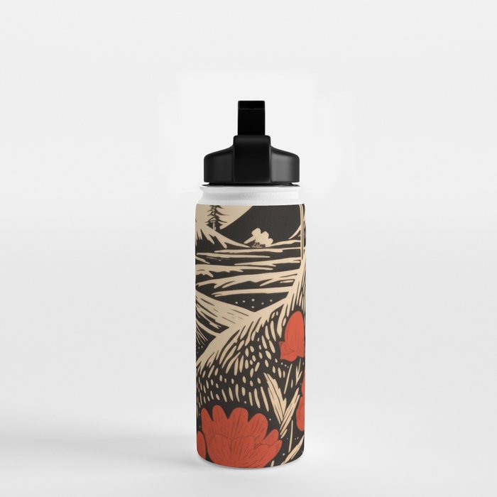Red Tulip Moon Rise Bunny Water Bottle Gallery Image 2
