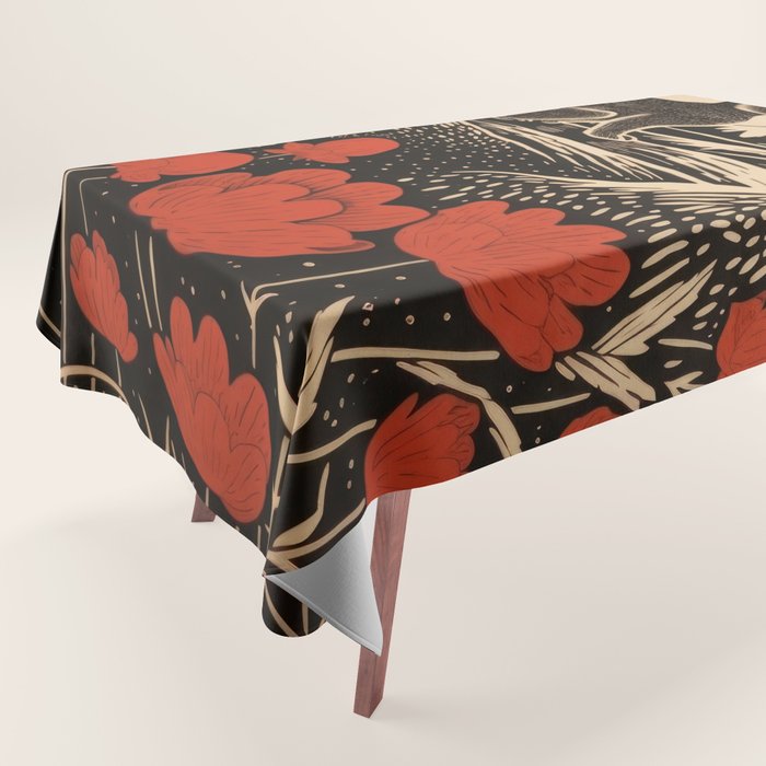Red Tulip Moon Rise Bunny Tablecloth Gallery Image 1