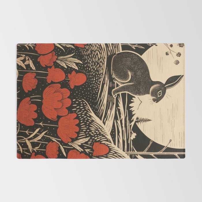 Red Tulip Moon Rise Bunny Rug Gallery Image 2