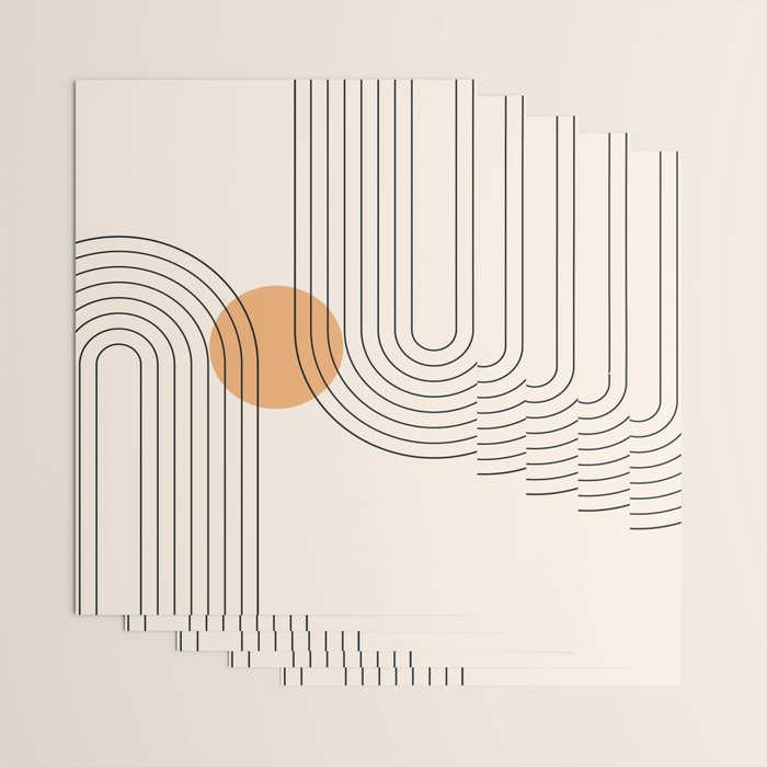 Geometric Lines in Black and Beige 14 (Rainbow and Sun Abstraction) Wrapping Paper Gallery Image 3