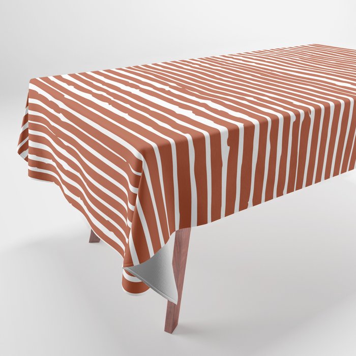 Rustic, Abstract Stripes Pattern in Terracotta Tablecloth Gallery Image 1