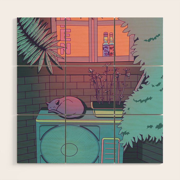 Ramune Cat Wood Wall Art Gallery Image 1