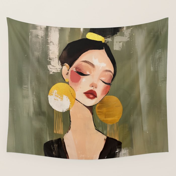 Golden Silence Modern Muse Wall Tapestry Gallery Image 4