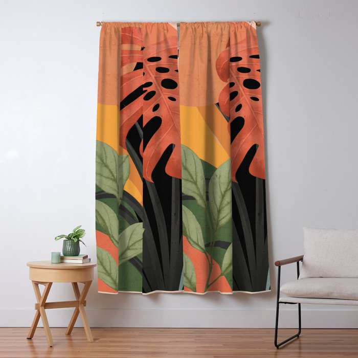 Abstract Art Tropical Leaves 109 Window Curtain Gallery Image 5
