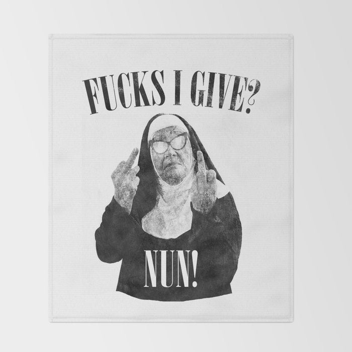 Funny Fucks I Give, Nun Saying Throw Blanket Gallery Image 2