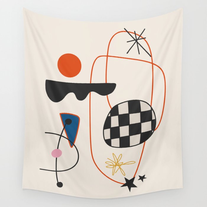 Abstract Eclectic Colorful Joan Mirò Inspired 2 Wall Tapestry Gallery Image 1