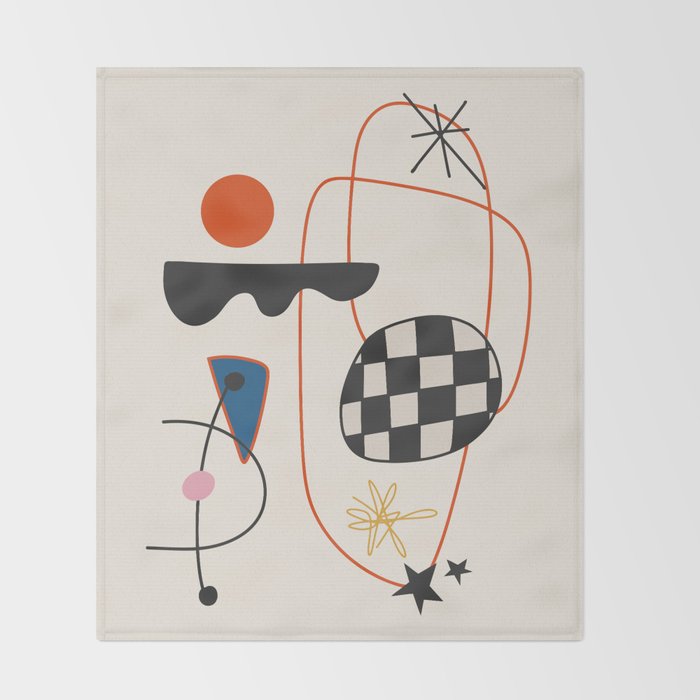 Abstract Eclectic Colorful Joan Mirò Inspired 2 Throw Blanket Gallery Image 2