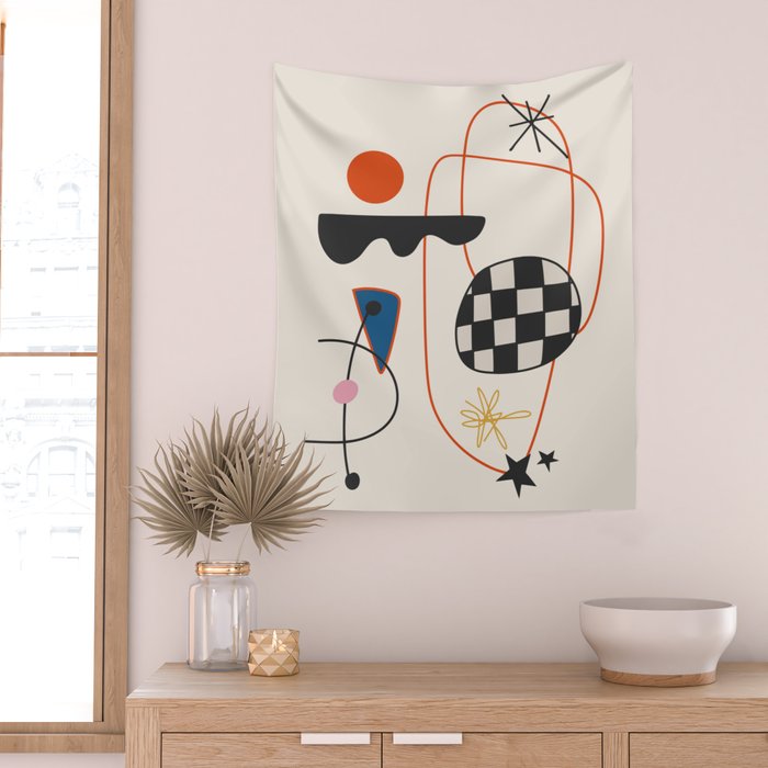 Abstract Eclectic Colorful Joan Mirò Inspired 2 Wall Tapestry Gallery Image 2