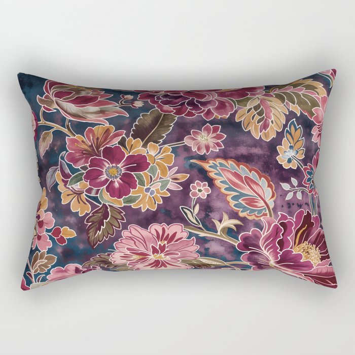 Exotic Plum Bohemian Floral Rectangular Pillow Gallery Image 2