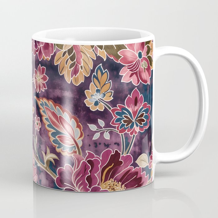 Exotic Plum Bohemian Floral Coffee Mug Gallery Image 1