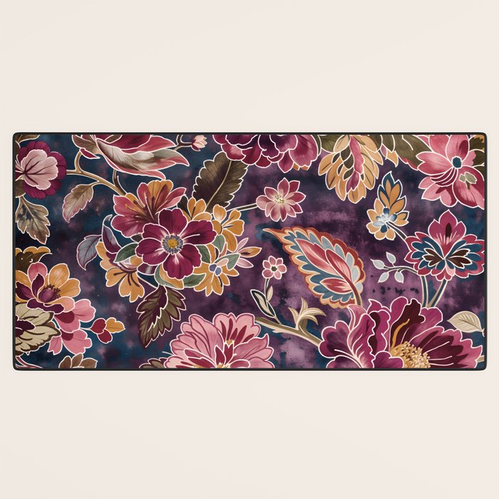 Exotic Plum Bohemian Floral Desk Mat Gallery Image 3