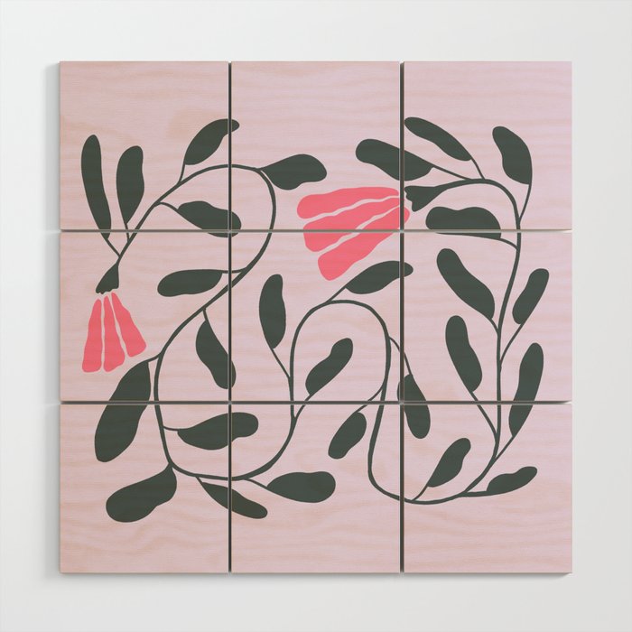 Abstract Tulips and Foliage  Wood Wall Art Gallery Image 1