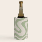 Liquid Swirl Modern Abstract Pattern in Beige and Sage Green Wine Chiller Gallery Image 3