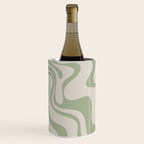 Liquid Swirl Modern Abstract Pattern in Beige and Sage Green Wine Chiller Gallery Image 2