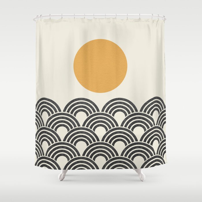 Sun and Wave - Oriental Pattern Shower Curtain Gallery Image 1