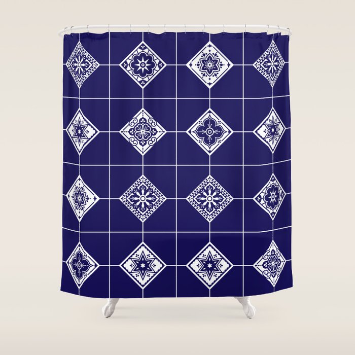 Talavera Mexican Tile - Porcelain Palette Shower Curtain Gallery Image 1