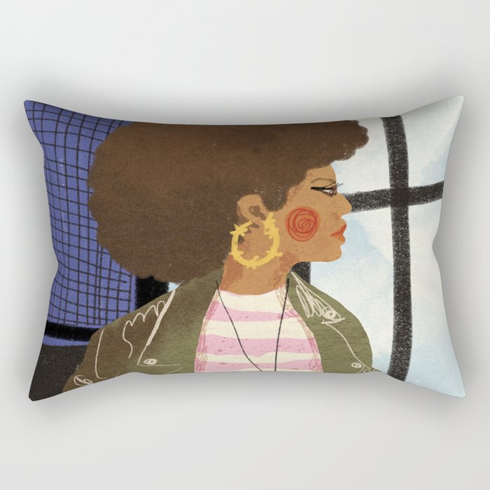Girl with Golden Earing Rectangular Pillow Gallery Image 1