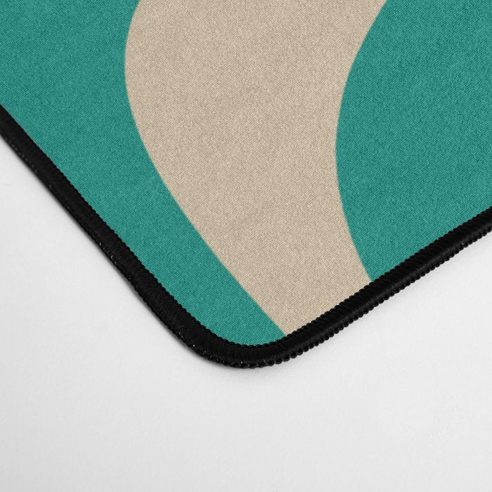 Liquid Swirl Retro Abstract Pattern in Mid Mod Turquoise Teal and Beige Desk Mat Gallery Image 4