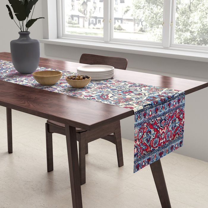 Antique Nain Tudeshk Midnight Purple Persian Table Runner Gallery Image 2