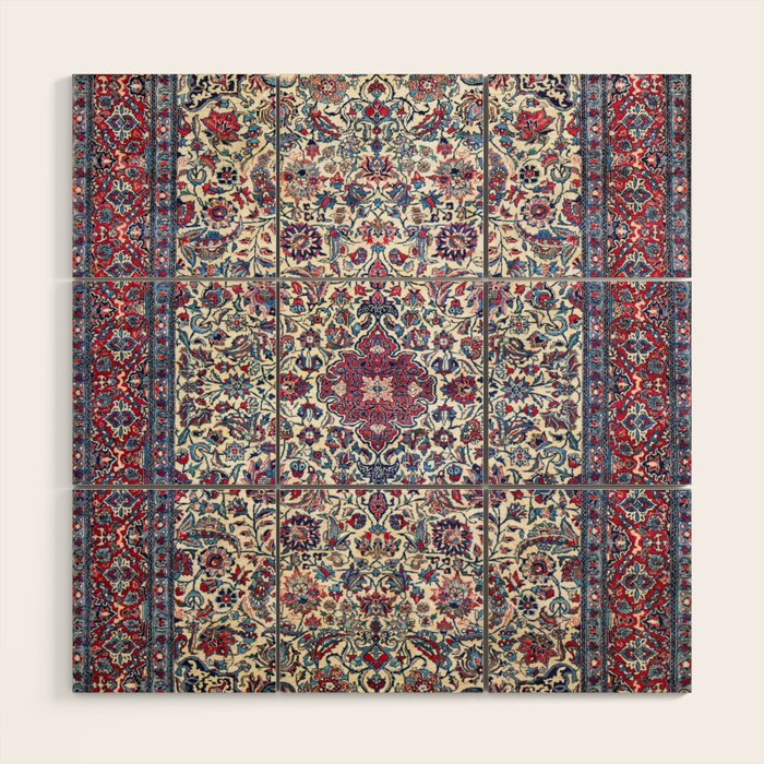 Antique Nain Tudeshk Midnight Purple Persian Wood Wall Art Gallery Image 1