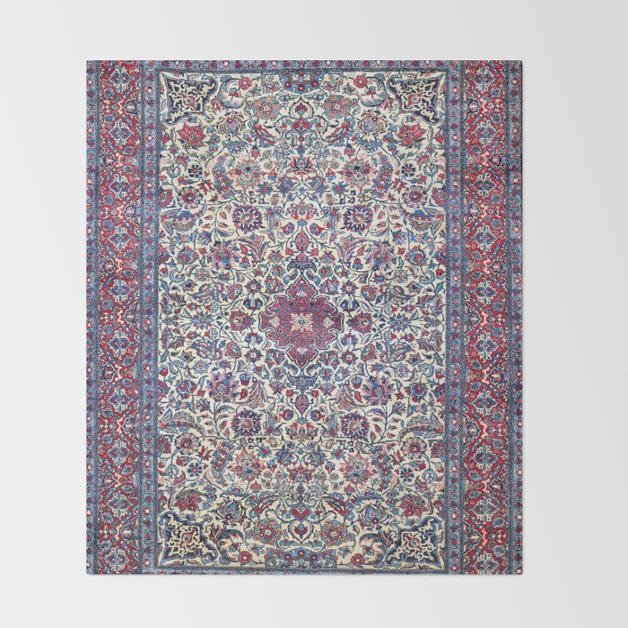 Antique Nain Tudeshk Midnight Purple Persian Throw Blanket Gallery Image 2