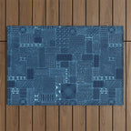 African Indigo Tribal Mud Cloth Outdoor Rug Gallery Image 1