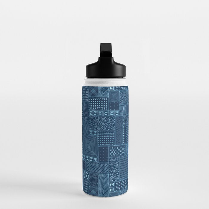 African Indigo Tribal Mud Cloth Water Bottle Gallery Image 3
