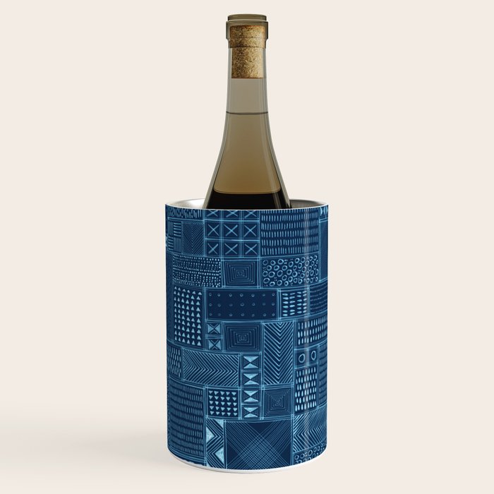 African Indigo Tribal Mud Cloth Wine Chiller Gallery Image 1