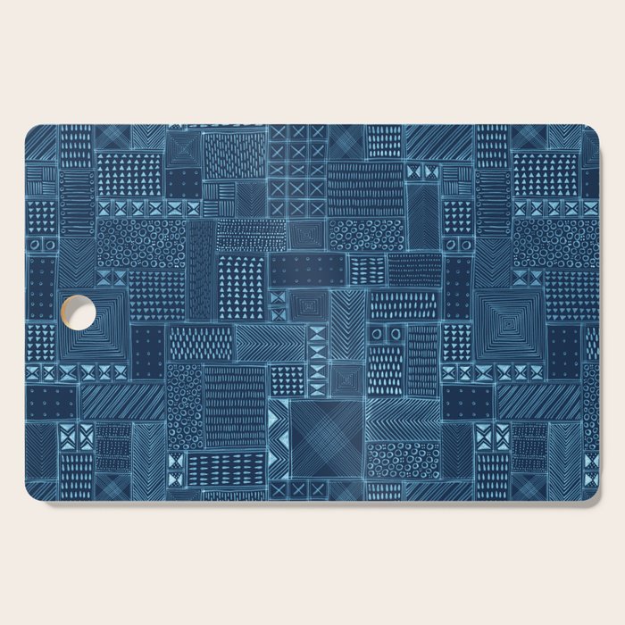 African Indigo Tribal Mud Cloth Cutting Board Gallery Image 1