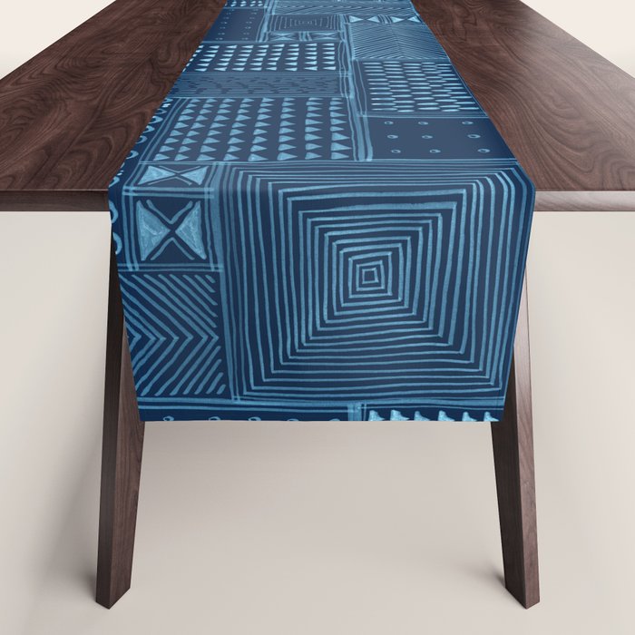 African Indigo Tribal Mud Cloth Table Runner Gallery Image 1