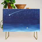 Falling star, shooting star, sailboat ocean waves blue sea Credenza Gallery Image 1