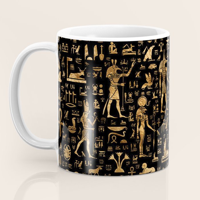 Ancient Egyptian Hieroglyphics Obsidian Copper Coffee Mug Gallery Image 3