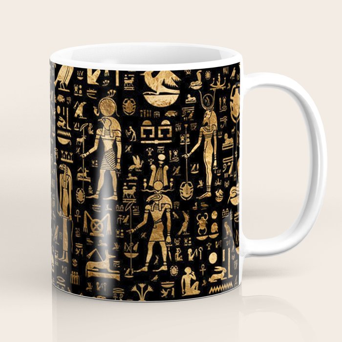 Ancient Egyptian Hieroglyphics Obsidian Copper Coffee Mug Gallery Image 1